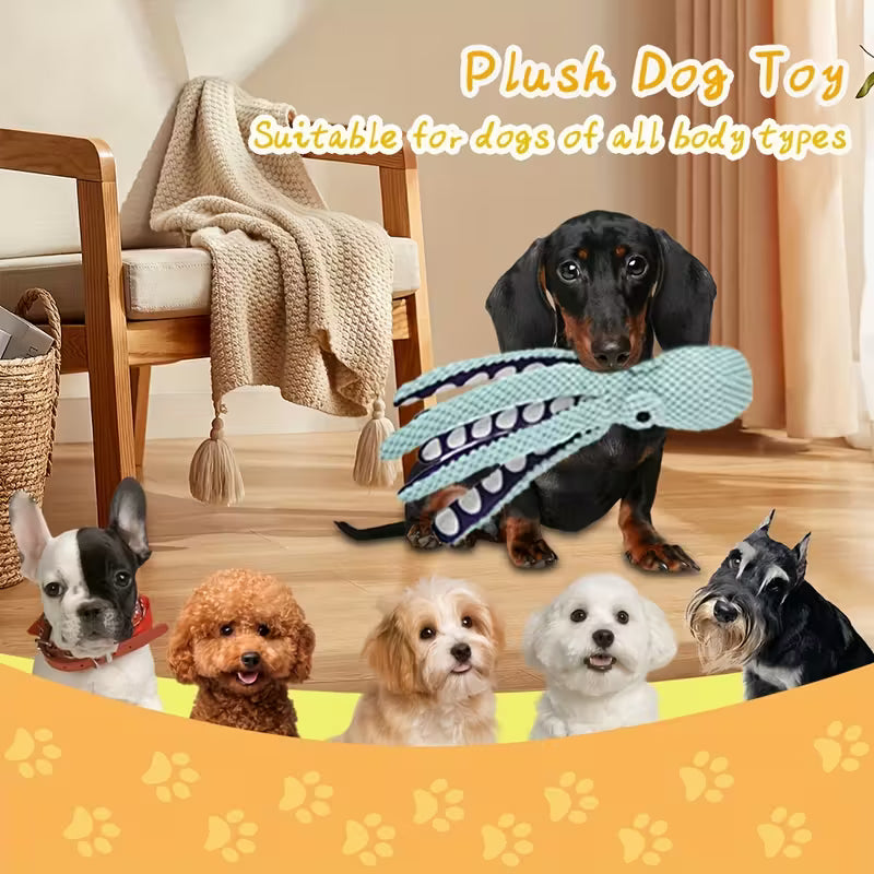 Interactive Plush Octopus Dog Toy with Sound