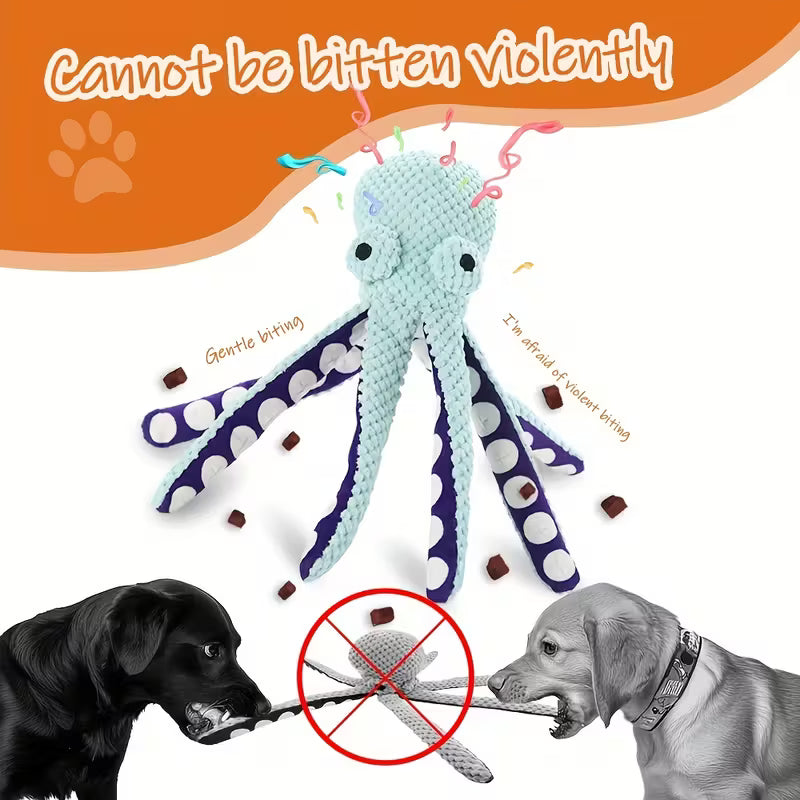 Interactive Plush Octopus Dog Toy with Sound